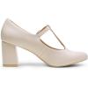 DREAM PAIRS Low Chunky Heels for Women T-Strap Mary Jane Pumps Wedding Dress Shoes(Nude/Pu)