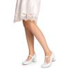 DREAM PAIRS Low Chunky Heels for Women T-Strap Mary Jane Pumps Wedding Dress Shoes(White/Pu)