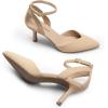 DREAM PAIRS Pointed Closed Toe Kitten Heels Stiletto Ankle Strap Women’s Pumps Shoes for Women Wedding Party Dress Sandals(Nude-nubuck)
