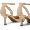 DREAM PAIRS Pointed Closed Toe Kitten Heels Stiletto Ankle Strap Women’s Pumps Shoes for Women Wedding Party Dress Sandals(Nude-nubuck)