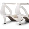 DREAM PAIRS Pointed Closed Toe Kitten Heels Stiletto Ankle Strap Women’s Pumps Shoes for Women Wedding Party Dress Sandals(White-pu)