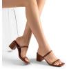 DREAM PAIRS Sandal Heels for Women Low Square Open Toe Block Chunky Heels Slip On Slides Mules for Party Homecoming Daily(Brown)