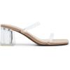 DREAM PAIRS Sandal Heels for Women Low Square Open Toe Block Chunky Heels Slip On Slides Mules for Party Homecoming Daily(Clear)