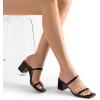DREAM PAIRS Sandal Heels for Women Low Square Open Toe Block Chunky Heels Slip On Slides Mules for Party Homecoming Daily(Dark Black)