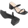 DREAM PAIRS Sandal Heels for Women Low Square Open Toe Block Chunky Heels Slip On Slides Mules for Party Homecoming Daily(Dark Black)