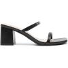 DREAM PAIRS Sandal Heels for Women Low Square Open Toe Block Chunky Heels Slip On Slides Mules for Party Homecoming Daily(Dark Black)