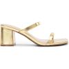 DREAM PAIRS Sandal Heels for Women Low Square Open Toe Block Chunky Heels Slip On Slides Mules for Party Homecoming Daily(Gold)