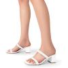 DREAM PAIRS Sandal Heels for Women Low Square Open Toe Block Chunky Heels Slip On Slides Mules for Party Homecoming Daily(Pure White)