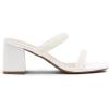 DREAM PAIRS Sandal Heels for Women Low Square Open Toe Block Chunky Heels Slip On Slides Mules for Party Homecoming Daily(Pure White)