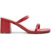 DREAM PAIRS Sandal Heels for Women Low Square Open Toe Block Chunky Heels Slip On Slides Mules for Party Homecoming Daily(Red)