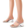 DREAM PAIRS Sandal Heels for Women Low Square Open Toe Block Chunky Heels Slip On Slides Mules for Party Homecoming Daily(Shiny Silver)