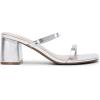 DREAM PAIRS Sandal Heels for Women Low Square Open Toe Block Chunky Heels Slip On Slides Mules for Party Homecoming Daily(Silver)