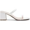 DREAM PAIRS Sandal Heels for Women Low Square Open Toe Block Chunky Heels Slip On Slides Mules for Party Homecoming Daily(White)