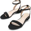 DREAM PAIRS Women Black White Nude Clear Sandals Low Heel Dressy Sandals Ankle Strap Open Toe Chunky Block Heeled Summer Classic Comfortable Flat Shoes(Black-nubuck)