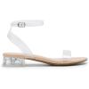 DREAM PAIRS Women Black White Nude Clear Sandals Low Heel Dressy Sandals Ankle Strap Open Toe Chunky Block Heeled Summer Classic Comfortable Flat Shoes(Clear)