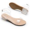 DREAM PAIRS Women Black White Nude Clear Sandals Low Heel Dressy Sandals Ankle Strap Open Toe Chunky Block Heeled Summer Classic Comfortable Flat Shoes(Clear)