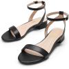 DREAM PAIRS Women Black White Nude Clear Sandals Low Heel Dressy Sandals Ankle Strap Open Toe Chunky Block Heeled Summer Classic Comfortable Flat Shoes(Black-pu)