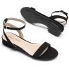 DREAM PAIRS Women Black White Nude Clear Sandals Low Heel Dressy Sandals Ankle Strap Open Toe Chunky Block Heeled Summer Classic Comfortable Flat Shoes(Black-nubuck)