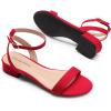 DREAM PAIRS Women Black White Nude Clear Sandals Low Heel Dressy Sandals Ankle Strap Open Toe Chunky Block Heeled Summer Classic Comfortable Flat Shoes(Red)
