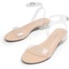 DREAM PAIRS Women Black White Nude Clear Sandals Low Heel Dressy Sandals Ankle Strap Open Toe Chunky Block Heeled Summer Classic Comfortable Flat Shoes(Clear)