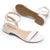 DREAM PAIRS Women Black White Nude Clear Sandals Low Heel Dressy Sandals Ankle Strap Open Toe Chunky Block Heeled Summer Classic Comfortable Flat Shoes(White)