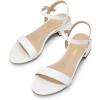 DREAM PAIRS Women Black White Nude Clear Sandals Low Heel Dressy Sandals Ankle Strap Open Toe Chunky Block Heeled Summer Classic Comfortable Flat Shoes(White Classic)