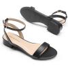 DREAM PAIRS Women Black White Nude Clear Sandals Low Heel Dressy Sandals Ankle Strap Open Toe Chunky Block Heeled Summer Classic Comfortable Flat Shoes(Black-pu)