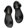 DREAM PAIRS Women’s Ankle Strap Flat Sandals Open Toes One Band Buckle Summer Dressy Sandals(Black Monochrome)
