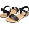 DREAM PAIRS Women’s Ankle Strap Flat Sandals Open Toes One Band Buckle Summer Dressy Sandals(Black/Glitter)