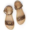 DREAM PAIRS Women’s Ankle Strap Flat Sandals Open Toes One Band Buckle Summer Dressy Sandals(Leopard)