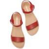 DREAM PAIRS Women’s Ankle Strap Flat Sandals Open Toes One Band Buckle Summer Dressy Sandals(Red)