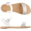 DREAM PAIRS Women’s Ankle Strap Flat Sandals Open Toes One Band Buckle Summer Dressy Sandals(Silver/White/Glitter)