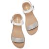 DREAM PAIRS Women’s Ankle Strap Flat Sandals Open Toes One Band Buckle Summer Dressy Sandals(Silver/White/Glitter)