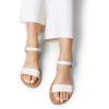 DREAM PAIRS Women’s Ankle Strap Flat Sandals Open Toes One Band Buckle Summer Dressy Sandals(White-pu)