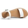 DREAM PAIRS Women’s Ankle Strap Flat Sandals Open Toes One Band Buckle Summer Dressy Sandals(White-pu)