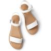 DREAM PAIRS Women’s Ankle Strap Flat Sandals Open Toes One Band Buckle Summer Dressy Sandals(White-pu)