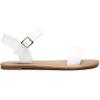 DREAM PAIRS Women’s Ankle Strap Flat Sandals Open Toes One Band Buckle Summer Dressy Sandals(White-pu)