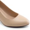 DREAM PAIRS Women’s Block Heels Closed Toe High Chunky Rounded Toe Pumps Comfortable Slip On Work Shoes(Nude)