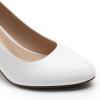 DREAM PAIRS Women’s Block Heels Closed Toe High Chunky Rounded Toe Pumps Comfortable Slip On Work Shoes(White)