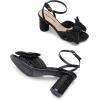 DREAM PAIRS Women’s Bow Knot Heeled Sandals Low Chunky Heels Open Toe Ankle Strap Slingback Dress Shoes for Wedding Bridal Party(Black)