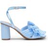 DREAM PAIRS Women’s Bow Knot Heeled Sandals Low Chunky Heels Open Toe Ankle Strap Slingback Dress Shoes for Wedding Bridal Party(Blue)