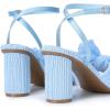 DREAM PAIRS Women’s Bow Knot Heeled Sandals Low Chunky Heels Open Toe Ankle Strap Slingback Dress Shoes for Wedding Bridal Party(Blue)