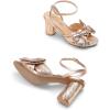 DREAM PAIRS Women’s Bow Knot Heeled Sandals Low Chunky Heels Open Toe Ankle Strap Slingback Dress Shoes for Wedding Bridal Party(Champagne)