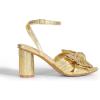 DREAM PAIRS Women’s Bow Knot Heeled Sandals Low Chunky Heels Open Toe Ankle Strap Slingback Dress Shoes for Wedding Bridal Party(Gold)