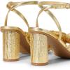 DREAM PAIRS Women’s Bow Knot Heeled Sandals Low Chunky Heels Open Toe Ankle Strap Slingback Dress Shoes for Wedding Bridal Party(Gold)