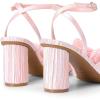 DREAM PAIRS Women’s Bow Knot Heeled Sandals Low Chunky Heels Open Toe Ankle Strap Slingback Dress Shoes for Wedding Bridal Party(Pink)