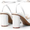 DREAM PAIRS Women’s Bow Knot Heeled Sandals Low Chunky Heels Open Toe Ankle Strap Slingback Dress Shoes for Wedding Bridal Party(White)