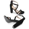 DREAM PAIRS Womens Chunky Heels 4 inch High Multi Strap Soft Comfort Block Heeled Sandals for Prom Dancing Wedding(Black)