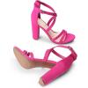 DREAM PAIRS Womens Chunky Heels 4 inch High Multi Strap Soft Comfort Block Heeled Sandals for Prom Dancing Wedding(Hot Pink)