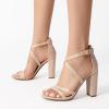 DREAM PAIRS Womens Chunky Heels 4 inch High Multi Strap Soft Comfort Block Heeled Sandals for Prom Dancing Wedding(Nude)